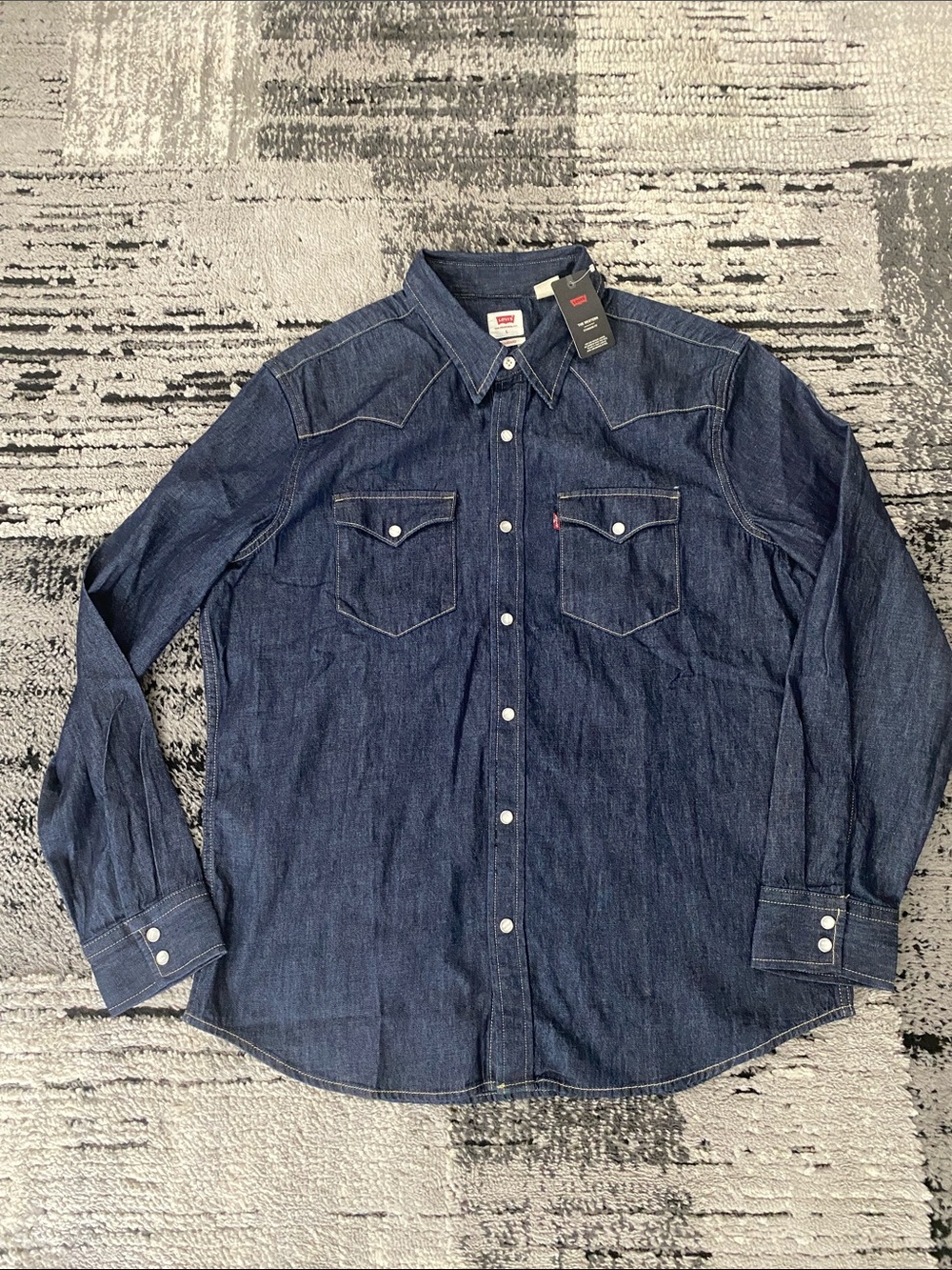 New Men’s Levi’s “The Western” Snap Button Denim Shirt Large